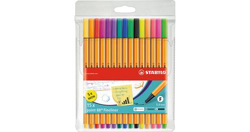 STABILO Fineliner point 88 NEON, 10 & 5 Farben