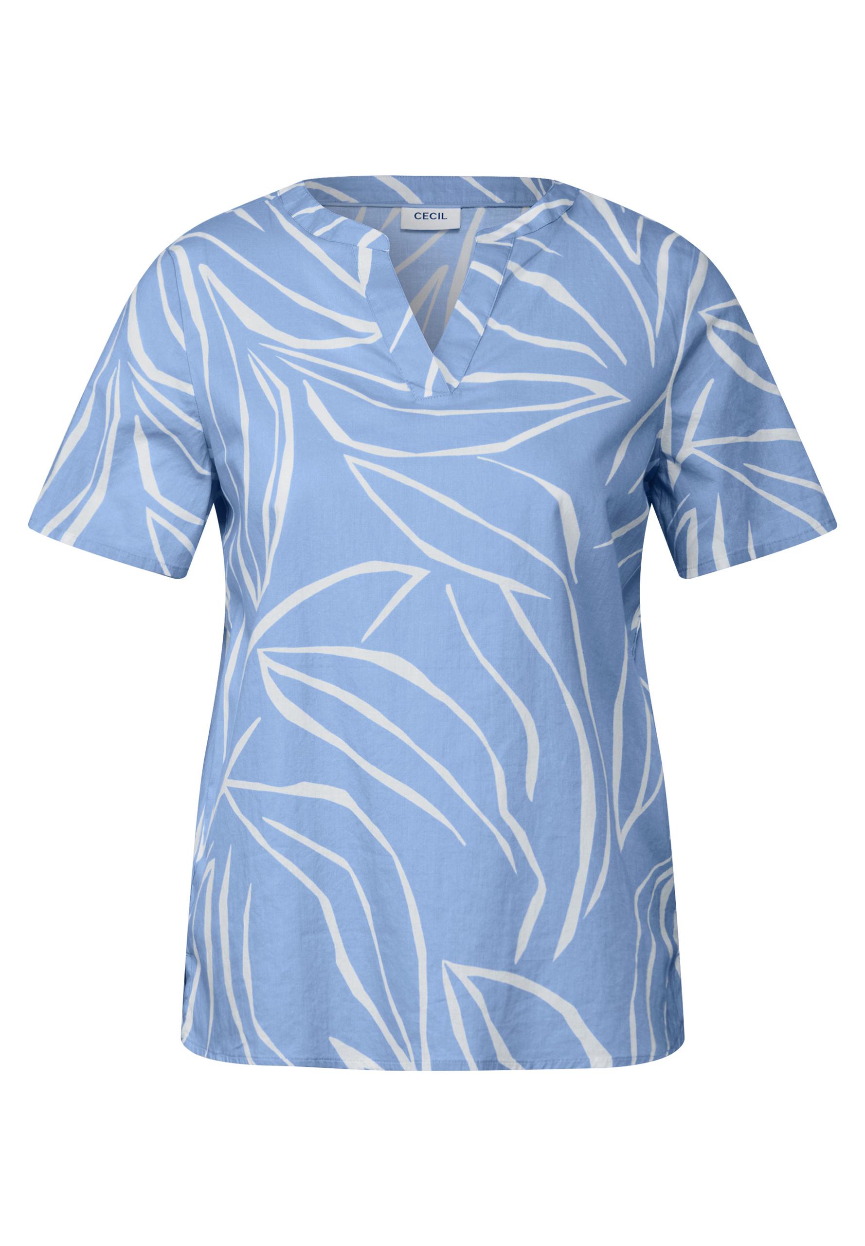 Gemusterte Baumwollbluse S - Deep Pastel Blue