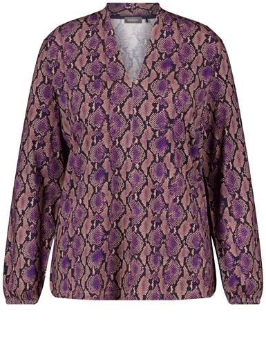 Langarmshirt mit farbigem Schlangenprint 46 Körpernahe Passform - Caramel Gemustert