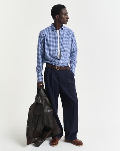 Regular Fit Classic Popeline Hemd mit Vichy-Karo Blau M