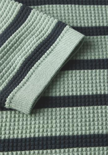 Gestreifter Strukturpullover M - Matcha Green