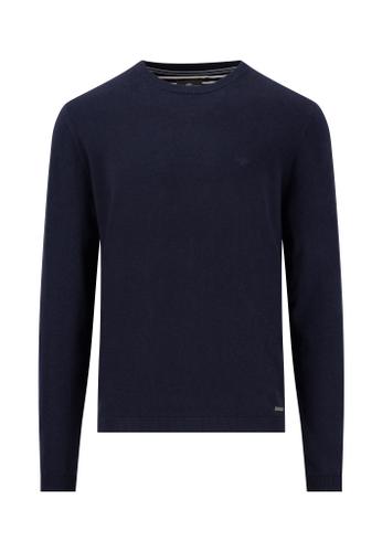 O-Neck, small structure M Casual Fit - Navy