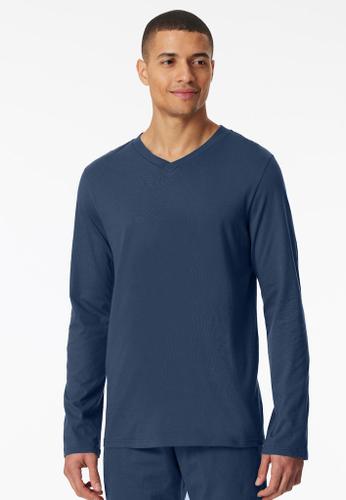 Langarmshirt V-Ausschnitt Blau 52