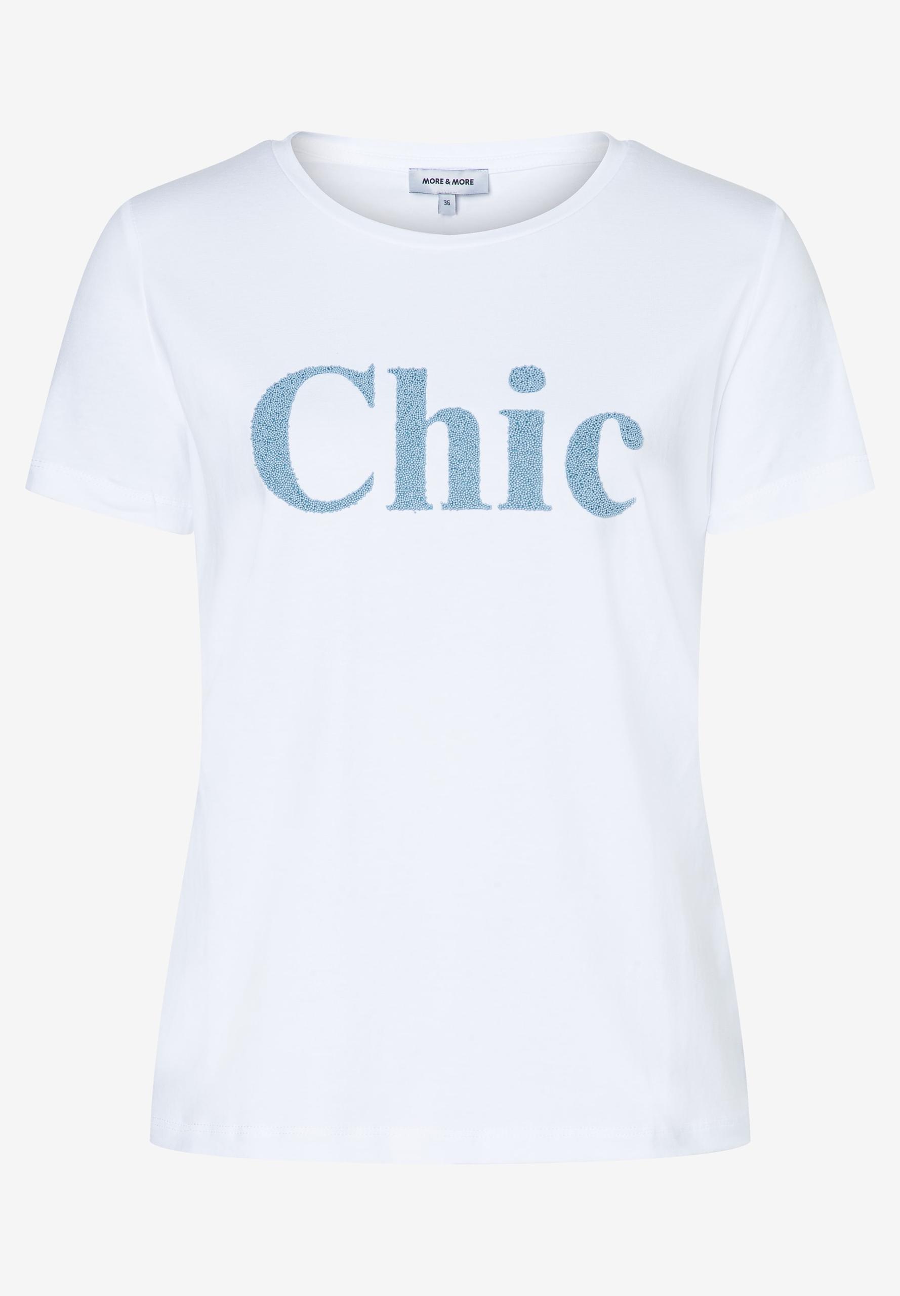 T-Shirt mit Perlenschriftzug 38 - Weiß