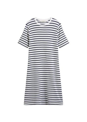 Streifen-Jerseykleid loose XS - Multi/ Muted Blue