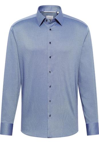 Hemd Dobbydesign Langarm Blau 44/Langarm - 65cm