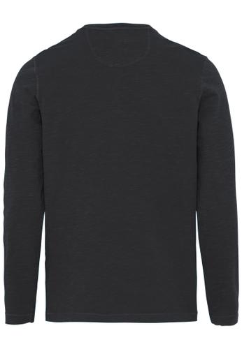 Leichtes Langarmshirt mit Henley Kragen aus Organic Cotton L Regular Fit - Asphalt