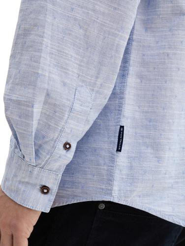 Regular Fit Hemd mit Turn-up-Funktion XXL Regular Fit - White Blue Fil A Fil Dobby