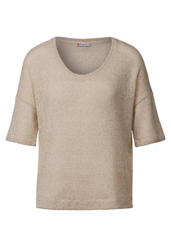 T-Shirt mit Glitzerdetails Beige 38
