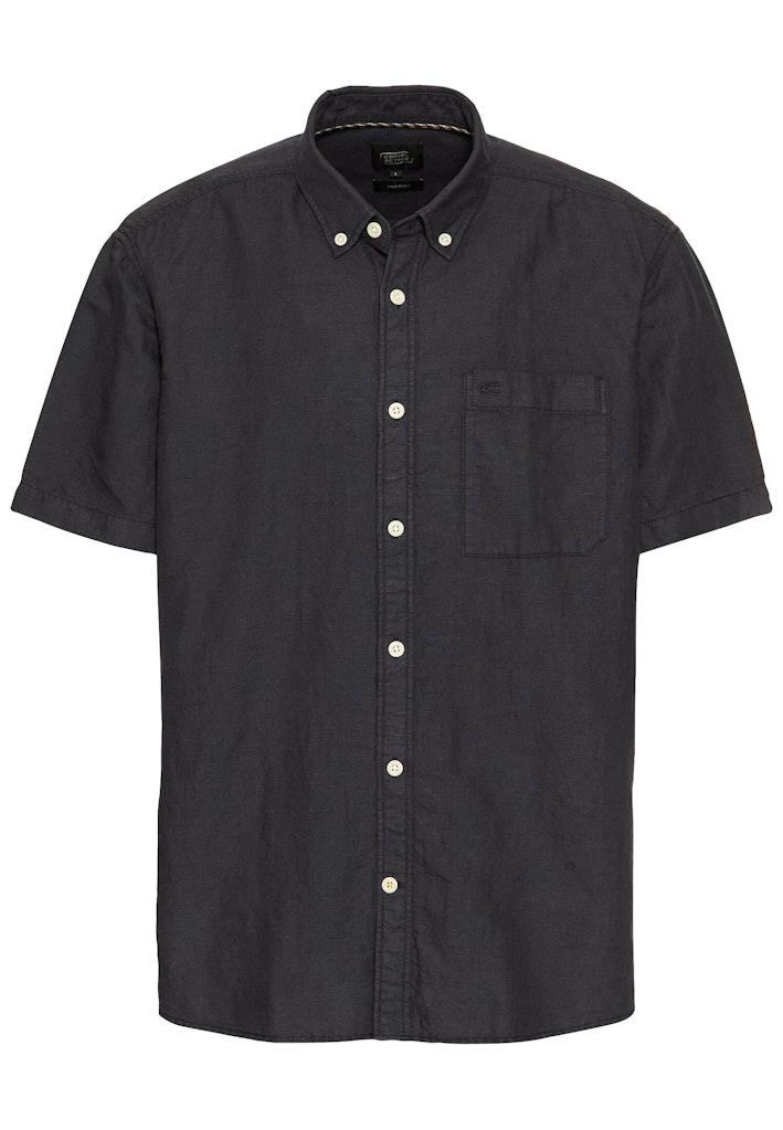 Kurzarmhemd aus einem Baumwoll-Leinenmix Blau XL