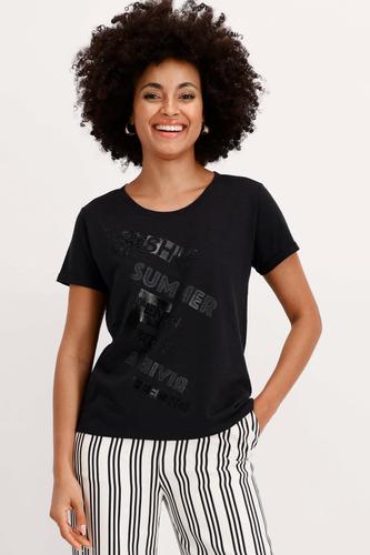 T-Shirt mit Schmuckschrift 36 - Schwarz