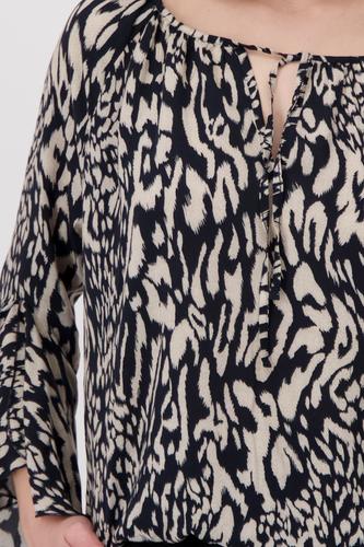 Bluse mit Leomuster 36 - Schwarz Gemustert