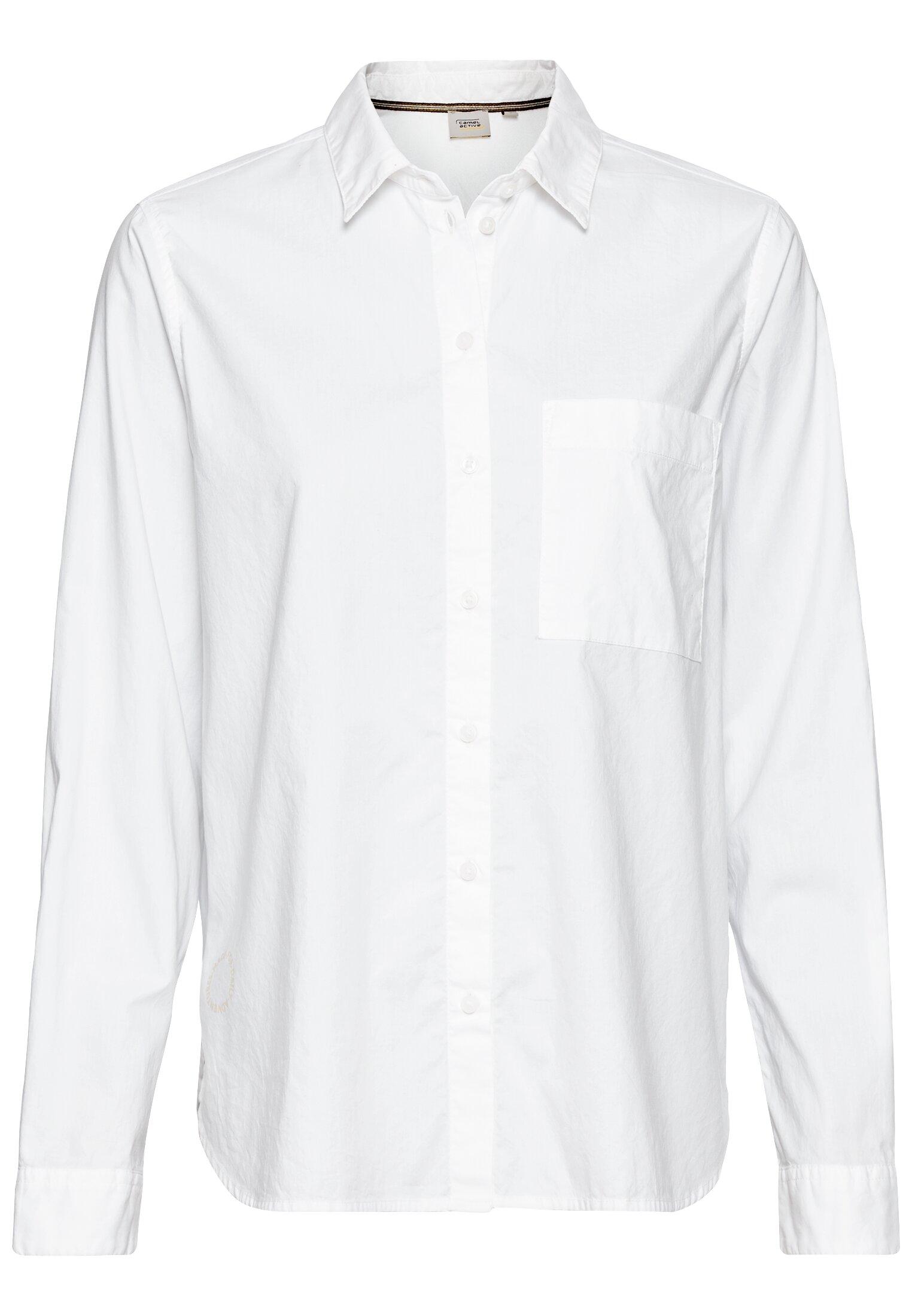 Langarm Bluse aus reiner Baumwolle S Regular Fit - Milk White