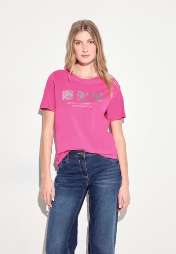 T-Shirt mit Schimmer Print M - Bloomy Pink