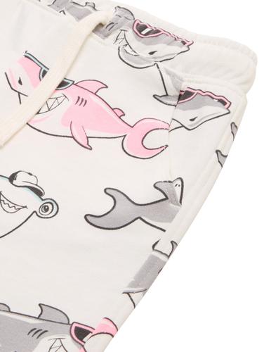 Sweat-Shorts mit Allover-Print 128/134 Loose Fit - Colorful Shark Design