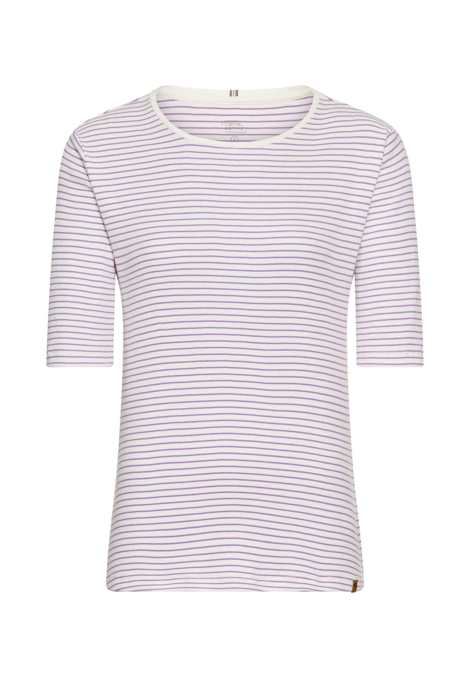 Gestreiftes Rundhals T-Shirt aus reiner Baumwolle M Regular Fit - Violet Milkwhite