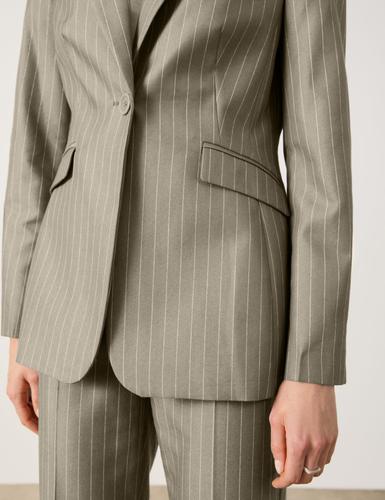 Eleganter Blazer mit Nadelstreifen 36 Tailliert - New Sage Gemustert