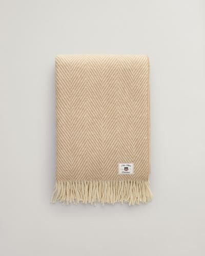 Wolldecke mit Fischgrätmuster 130X200 - Dark Khaki