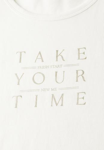 Shirt mit Wording Weiß 42