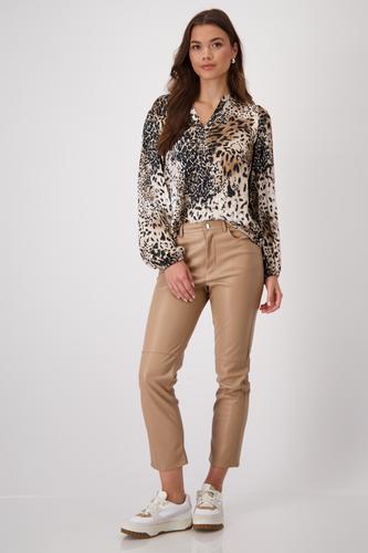 Bluse mit Leomuster 38 - Creamy Beige Gemustert