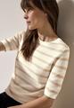 Gestreifter Strukturpullover L - Pearl Beige