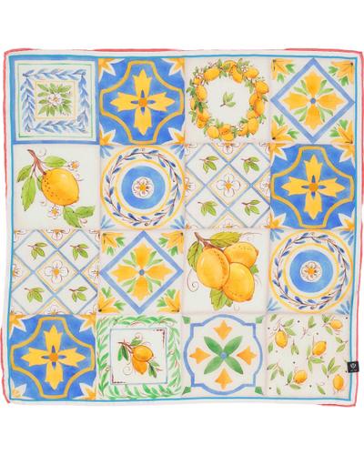 Nickituch Seidentuch mit sommerlichem Zitronen-Design OS - True Blue