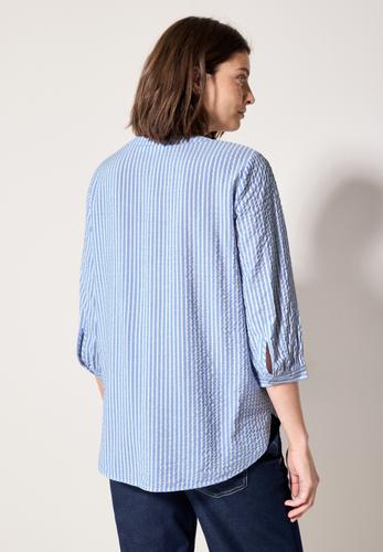 Gestreifte Seersucker Bluse L - Blouse Blue