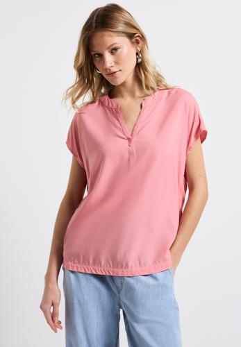 Split Neck Bluse in Unifarbe 36 - Blush Peach