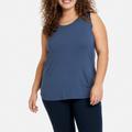 Basic-Top mit Seitenschlitzen 46 Figurumspielend - Mood Blue