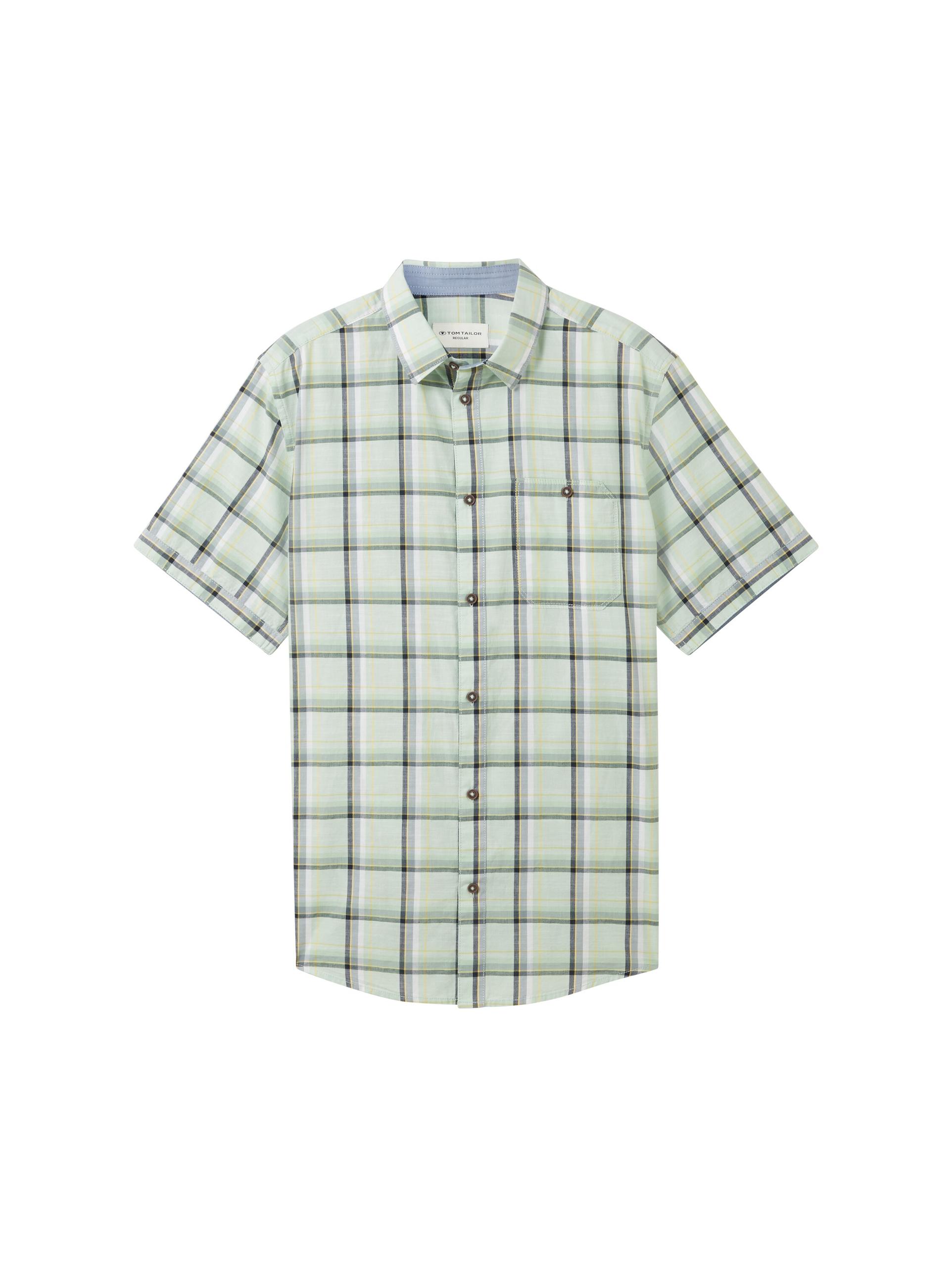 Kurzarmhemd mit Karomuster XL Regular Fit - Light Green Multicolor Check