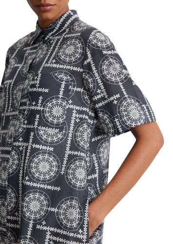 Print-Hemdblusenkleid relaxed 34 Relaxed Fit - Multi/ Muted Blue