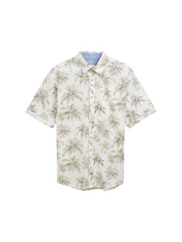 Regular Fit Kurzarmhemd mit Palmen-Print XXL Regular Fit - Off White Stripe Palm Design