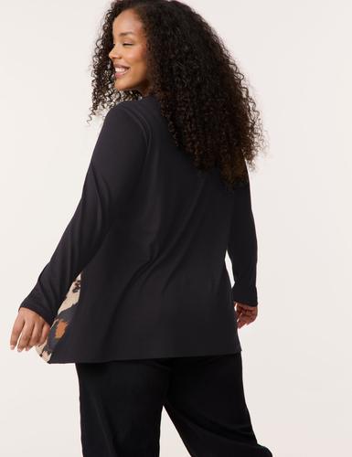 Ausgestelltes Langarmshirt mit Leo-Print 50 A-Linie | Ausgestellt - Black Gemustert