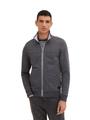 Sweatjacke mit Ziernaht M Regular Fit - Dark Grey Melange