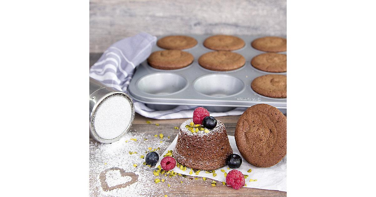 Backform "WE-LOVE-BAKING" Muffin / Cupcake, ca. 35 x 27 cm silber