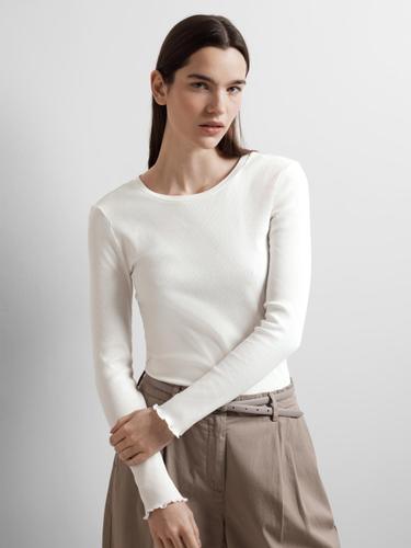 SLFANNA LS CREW NECK TEE S NOOS XS Normal geschnitten - Snow White