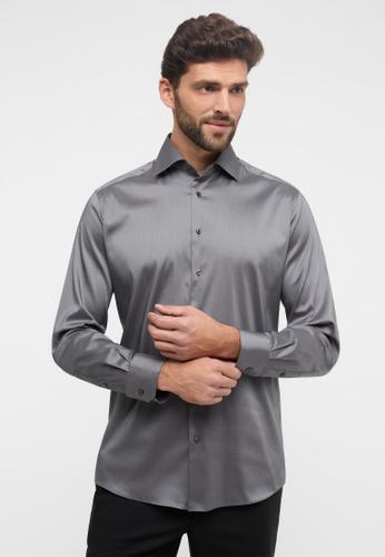 Performance Shirt Twill-Stretch Langarm 43/Langarm - 65cm MODERN FIT - Silber