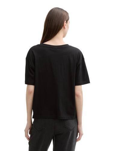 Boxy Fit T-Shirt mit V-Ausschnitt M Boxy Fit - Deep Black