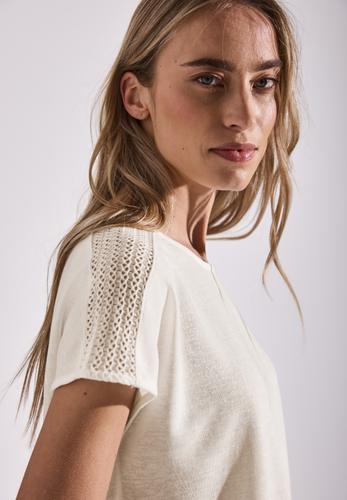 Shirt mit Spitzendetail 36 - Off White