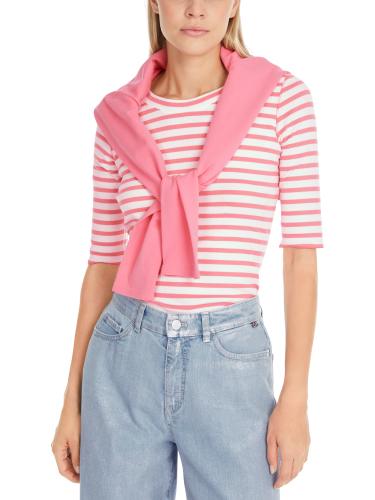 Ringel-T-Shirt aus Baumwoll-Ripp 36 - Bright Candy Pink