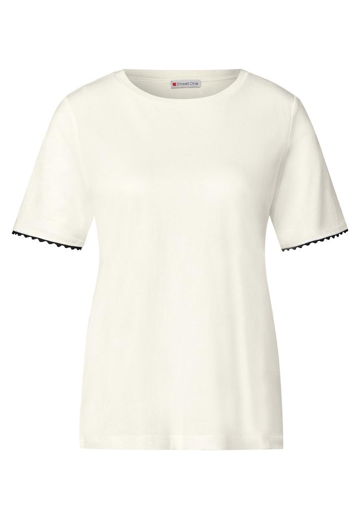 Basic Shirt mit Deko-Tape Weiß 36