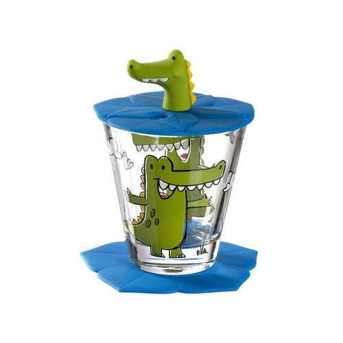 LEONARDO Kinderbecher »Kindertrinkset BAMBINI 3-tlg. Krokodil«, Glas