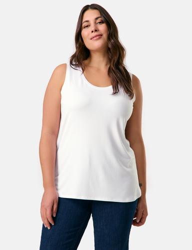 Basic-Top mit Seitenschlitzen 46 Figurumspielend - White
