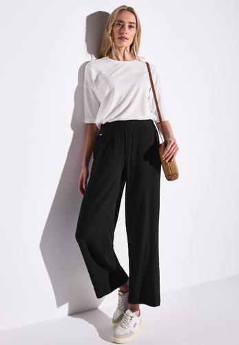 Wide Leg Musselin Hose 34/30 - Black