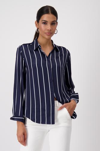 Satinbluse mit Streifen 36 - Deep Ocean Gemustert