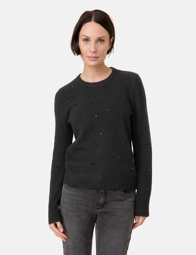 Pullover mit Deko-Steinchen 46 Figurumspielend - Schwarz