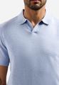 Pullover Short Sleeve V-Polo Melange L Regular Fit - Blue