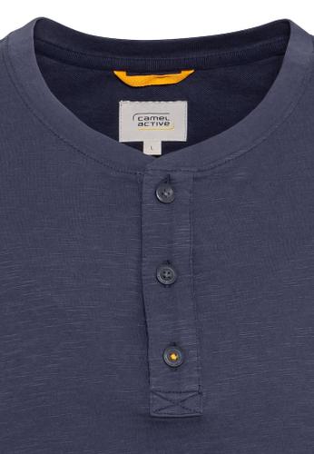Kurzarm Henleyshirt aus reiner Baumwolle Blau 4XL