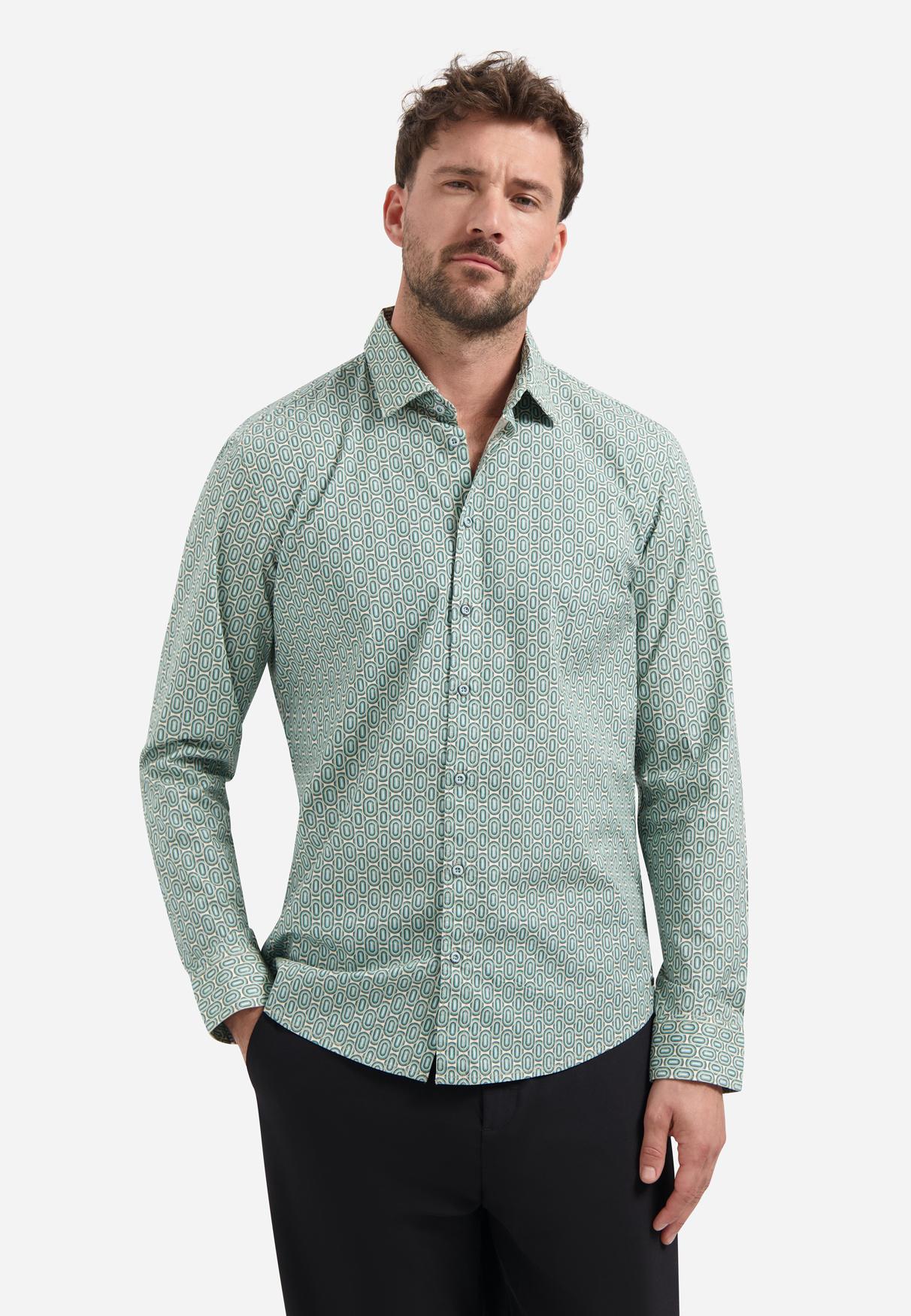 Shirt Stretch Allover Printed M Regular Fit - Seablue