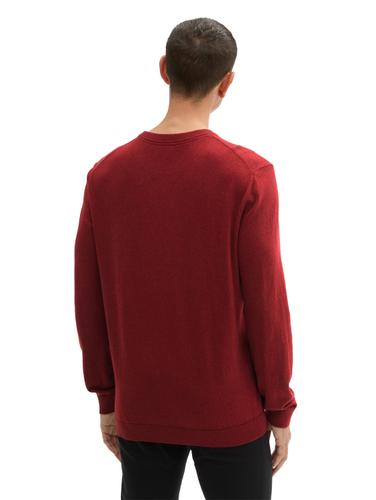 Strickpullover mit recyceltem Kaschmir XXL Regular Fit - Burgundy Dark Red Melange